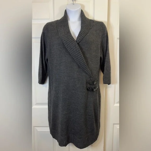 Fenn Wright Manson Dresses | Fenn Wright Manson Gray Tunic Sweater Dress w/Silver Buckle Womens Plus 2X Nwot | Color: Gray | Size: 2X | Oklolaplus's